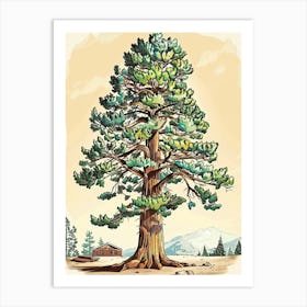 Sequoia Tree Storybook Illustration 2 Art Print