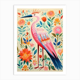 Pink Scandi Egret 3 Art Print