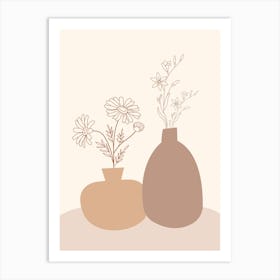 boho wall art Vases With Flowers Art Print