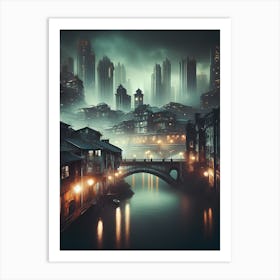 Cityscape At Night Art Print