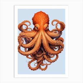 Day Octopus Flat Illustration 3 Art Print