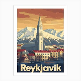 Aihrgdesign A Vintage Travel Poster Of Reykjavik Featuring Th A25c2a66 6dc3 494c B211 67160b475010 1 Art Print