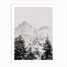 Snowy Mountain Peak Forest Art Print