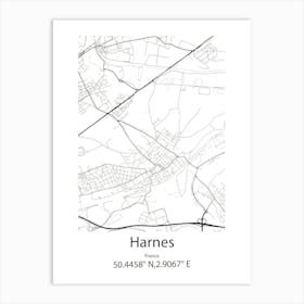 Harnes,France Minimalist Map Art Print