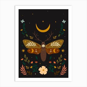 Moon Moth Scandinavian Boho Art Print