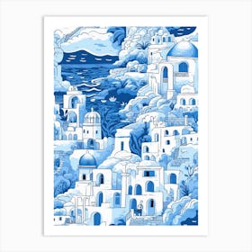 Santorini, Greece, Inspired Travel Pattern 3 Art Print