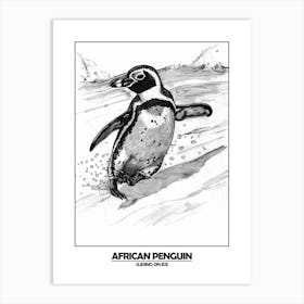 Penguin Sliding On Ice Poster Art Print