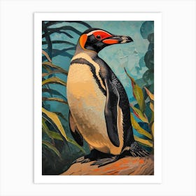 Galapagos Penguin Signy Island Colour Block Painting 1 Art Print