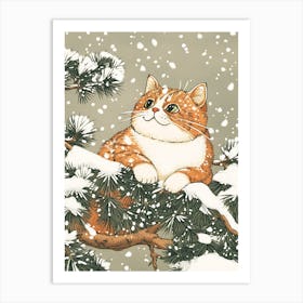 Cat In The Snow Art Print