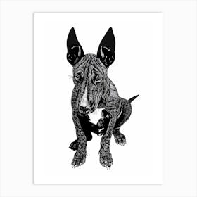 Miniature Bull Terrier Line Sketch 1 Art Print