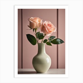 A Vase Of Pink Roses 67 Art Print