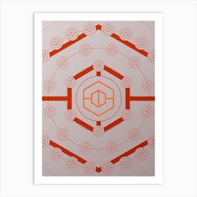 Geometric Abstract Glyph Circle Array in Tomato Red n.0119 Art Print