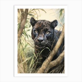 Storybook Animal Watercolour Panther 3 Art Print