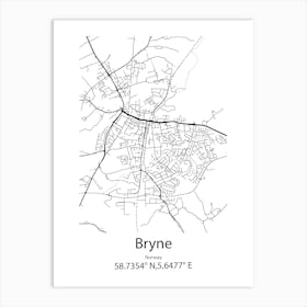 Bryne,Norway Minimalist Map Art Print