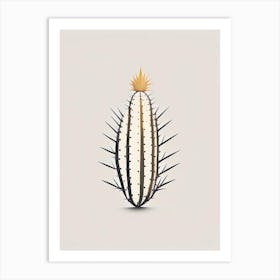 Crown Of Thorns Cactus Retro Minimal 1 Art Print