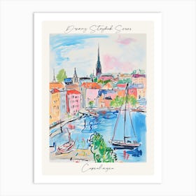 Poster Of Copenhagen, Dreamy Storybook Illustration 4 Art Print