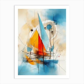 Sailboat 05 - Avant Garde Abstract Painting in Yellow, Red and Blue Color Palette in Modern Style Art Print