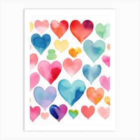 Watercolor Hearts Art Print