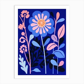 Blue Flower Illustration Everlasting Flower 3 Art Print