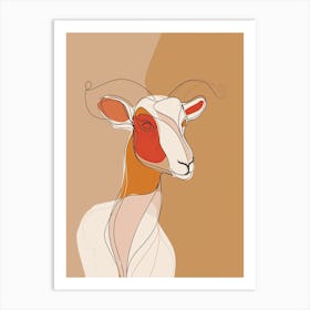 Goat - Boho, Line Art Art Print