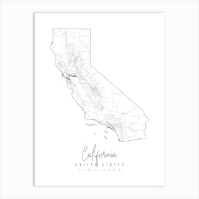 California Minimal Street Map Art Print
