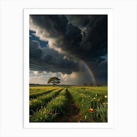 Rainbow In The Field Art Print