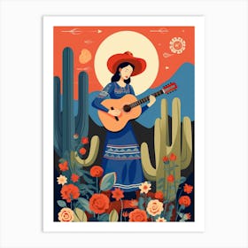 Mexican Girl Playing Guitar Art Print