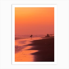 Surfer During Vibrant Sunset Art Print