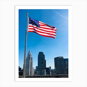 American Flag Stars Stripes Detailing Rippling In The Wind Resonates With Patriotic Glory Against (5) Art Print