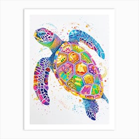 Rainbow Turtle Scribble Crayon Drawing 3 Art Print
