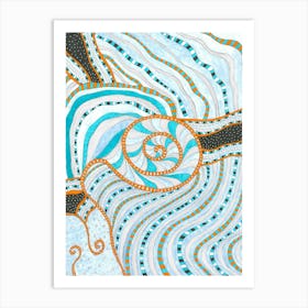 "Blue snail" art poster by Gangachili. Abstract wall art Art Print