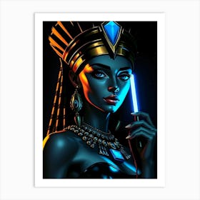 Cleopatra With Futuristic Accent - Diverse Art Illustration 33 Art Print