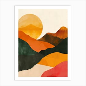 Sunset In The Hills, Minimalism Art Print