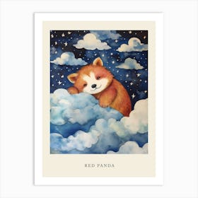 Baby Red Panda 1 Sleeping In The Clouds Nursery Poster Art Print