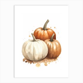 Watercolor Pumpkins Fall Wall Art 1 Art Print