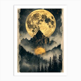 Full Moon In The Mountains Art Print