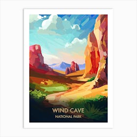 Wind Cave National Park Travel Poster Illustration Style 2 Art Print