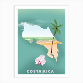 Costa Rica Travel map Art Print