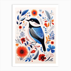 Scandinavian Bird Illustration Carolina Chickadee 2 Art Print