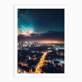 Night Sky Over City 1 Art Print