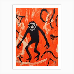 Spider Monkey, Woodblock Animal Drawing 3 Art Print