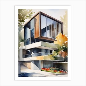 Modern Architecture Watercolor Painting Art Print