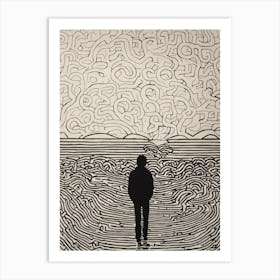 Man Walking In The Water Art Print