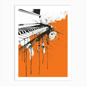 Piano On Orange Background Art Print