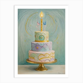 Pastel Birthday Cake Art Print