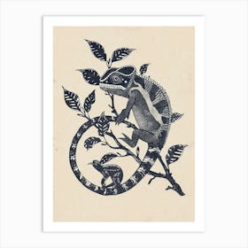 Chameleon Block Print 1 Art Print