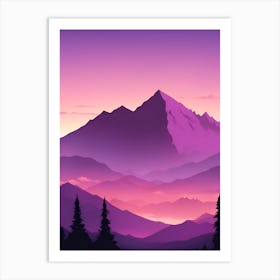 Misty Mountains Vertical Composition In Purple Tone 26 Art Print