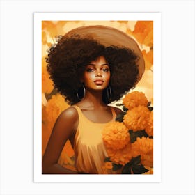 Afro Girl With Flowers Art Print