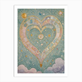 Pastel Heart In The Clouds Art Print