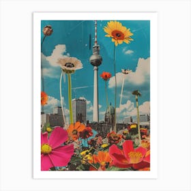 Berlin   Floral Retro Collage Style 4 Art Print